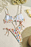 Angelsin Alt Bağlamalı Çiçek Baskılı Bikini Takımı