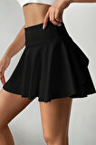 Merry See Esnek Likralı Bol Kesim Cepli Taytlı Sporcu Şort Etek - Tenis Eteği
