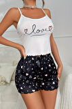 Merry See Love Kalp Baskılı Şortlu Pijama Takımı