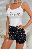 Merry See Love Kalp Baskılı Şortlu Pijama Takımı