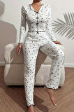 Merry See Kalp Baskılı Uzun Kollu Pijama Takımı
