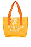 Turuncu  Beach Bag Baskılı Şeffaf Plaj Çantası M000007257