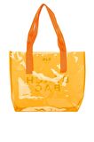 Turuncu  Beach Bag Baskılı Şeffaf Plaj Çantası M000007257