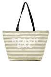 Vizon  Çizgili Beach Bag Baskılı Plaj Çantası M000008438