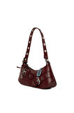 Bordo  Kemer Aksesuarlı Askı Detaylı Baget Çanta M000008449