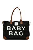 Siyah Baby Bag Baskılı Garnili Anne Bebek Çantası M000008582