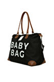 Siyah Baby Bag Baskılı Garnili Anne Bebek Çantası M000008582
