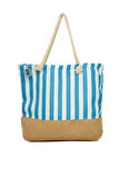Mavi  Çizgili Jüt Garnili Plaj Çantası M000008627