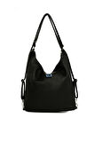 Siyah  Yumuşak Dokulu Kemer Detaylı Askılı ve Sırt Salaş Çanta M000008637