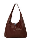 Bordo  Yumuşak Dokulu Oval Maxi Boy Omuz Çantası M000008651