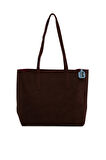 Bordo  İnce Askılı Fermuarlı Nubuk Tote Çanta M000008656