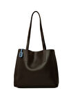 Kahverengi  Yandan Çıtçıtlı İnce Askılı Tote Çanta M000008663