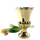 Cam Vazo Antik Kupa Tasarım Altın Renk 28x20 cm