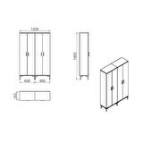 Alba-1-3 Dolaplı Ayakkabılık Vestiyer Portmanto RS04