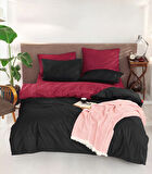 DUO Nevresim Takımı Çift Kişilik Dual Siyah+Bordo