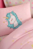 Kolay Ütülenir Nevresim Takımı Tek Kişilik Mystic Unicorn Pembe