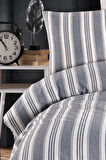 Modern Stripe Nevresim Takımı Çift Kişilik GentleTouch Antrasit