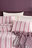 Modern Stripe Nevresim Takımı Çift Kişilik GentleTouch Bordo