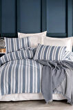 Modern Stripe Nevresim Takımı Çift Kişilik GentleTouch Lacivert