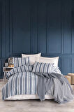 Modern Stripe Nevresim Takımı Çift Kişilik GentleTouch Lacivert