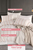 Modern Stripe Nevresim Takımı Çift Kişilik GentleTouch Bej