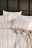 Modern Stripe Nevresim Takımı Çift Kişilik GentleTouch Bej