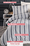 Modern Stripe Nevresim Takımı Tek Kişilik GentleTouch Antrasit
