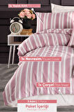 Modern Stripe Nevresim Takımı Tek Kişilik GentleTouch Bordo
