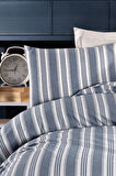 Modern Stripe Nevresim Takımı Tek Kişilik GentleTouch Lacivert