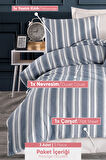 Modern Stripe Nevresim Takımı Tek Kişilik GentleTouch Lacivert