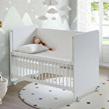 Babywhen BW1060 - Pratik Tekerlekli Anne Yanı Beşik Beyaz 60 X 120