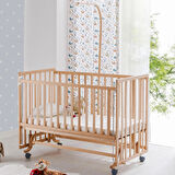 Babywho Bw6050 Erba Doğal Ahşap Bebek Beşiği - Tekerlekli, Sallanır, Kademeli, Anne Yanı Beşik - 70x130cm