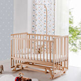 Babywho BW 6070 - Sallanır Sabitlenir Pratik Kademeli Anne Yanı Ahşap Bebek Beşik 70x130
