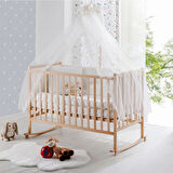 Babywho BW6020 - Sallanır Sabitlenir Kademeli Ahşap Bebek Beşik 60x120