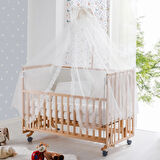 Babywho BW 6040 - Tekerlekli Sallanır Sabitlenir Kademeli Anne Yanı Ahşap Bebek Beşik 60x120