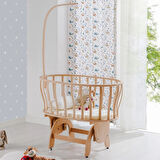 Babywho BW 6030 - Tekerlekli Sallanır Sabitlenir Pratik Ahşap Bebek Beşik 50x90