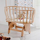 Babywho BW 6030 - Tekerlekli Sallanır Sabitlenir Pratik Ahşap Bebek Beşik 50x90