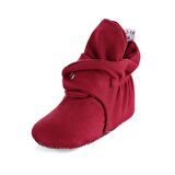 Organik Pamuk Bebek Patiği, Kaydırmaz Taban, Pamuklu Yenidoğan Pandufu Ev Kreş Ayakkabısı, Bordo