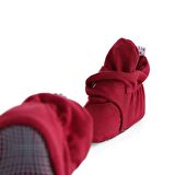 Organik Pamuk Bebek Patiği, Kaydırmaz Taban, Pamuklu Yenidoğan Pandufu Ev Kreş Ayakkabısı, Bordo