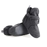 Organik Pamuk Bebek Patiği, Kaydırmaz Taban, Pamuklu Yenidoğan Pandufu Ev Kreş Ayakkabısı, Koyu Gri