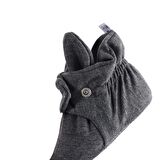 Organik Pamuk Bebek Patiği, Kaydırmaz Taban, Pamuklu Yenidoğan Pandufu Ev Kreş Ayakkabısı, Koyu Gri