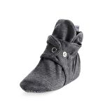 Organik Pamuk Bebek Patiği, Kaydırmaz Taban, Pamuklu Yenidoğan Pandufu Ev Kreş Ayakkabısı, Koyu Gri