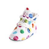 Organik Pamuk Bebek Patiği, Kaydırmaz Taban, Pamuklu Yenidoğan Pandufu Ev Kreş Ayakkabısı, Renkli Noktalar