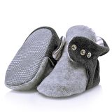 Kaydırmaz Taban, Polar Bebek Pandufu, İlkadım Ev Patiği, Terletmeyen Organik Pamuk Astarlı, Gri Antrasit