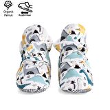 Organik Pamuk Bebek Patiği, Kaydırmaz Taban, Pamuklu Yenidoğan Pandufu Ev Kreş Ayakkabısı, Dinozor