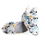 Organik Pamuk Bebek Patiği, Kaydırmaz Taban, Pamuklu Yenidoğan Pandufu Ev Kreş Ayakkabısı, Dinozor