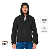 Şensel, Softshell Mont, Siyah -91E2550- Su İtici,Rüzgar Geçirmez