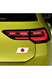Japonya Bayrağı Tasarımlı Damlalı Alüminyum Sticker Etiket