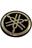 Yamaha Logo Yuvarlak Alüminyum Sticker Etiket Altın