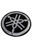 Yamaha Logo Yuvarlak Alüminyum Sticker Etiket Gümüş